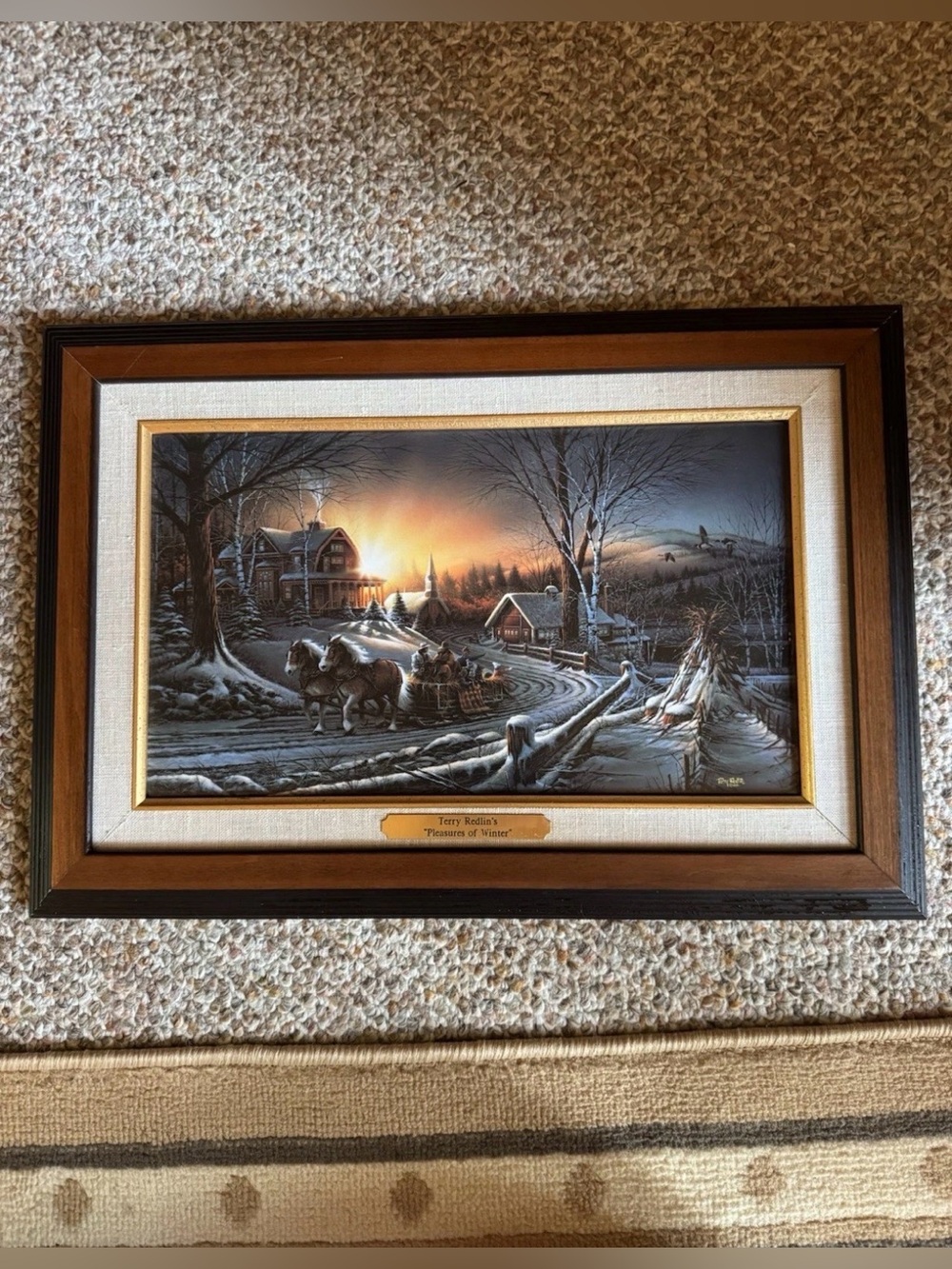 NEW Terry Redlin The Pleasures of Winter Limited Edition Framed Art Print 18x12
